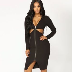 Fashion Nova Leanna Ribbed Black Dress, Size XS